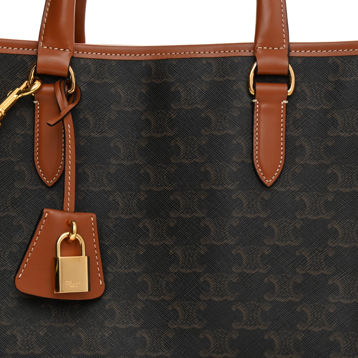 Triomphe Canvas Calfskin Mini Horizontal Cabas Tan