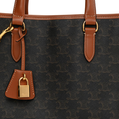 Celine Triomphe Canvas Calfskin Mini Horizontal Cabas Tan 9 of 12