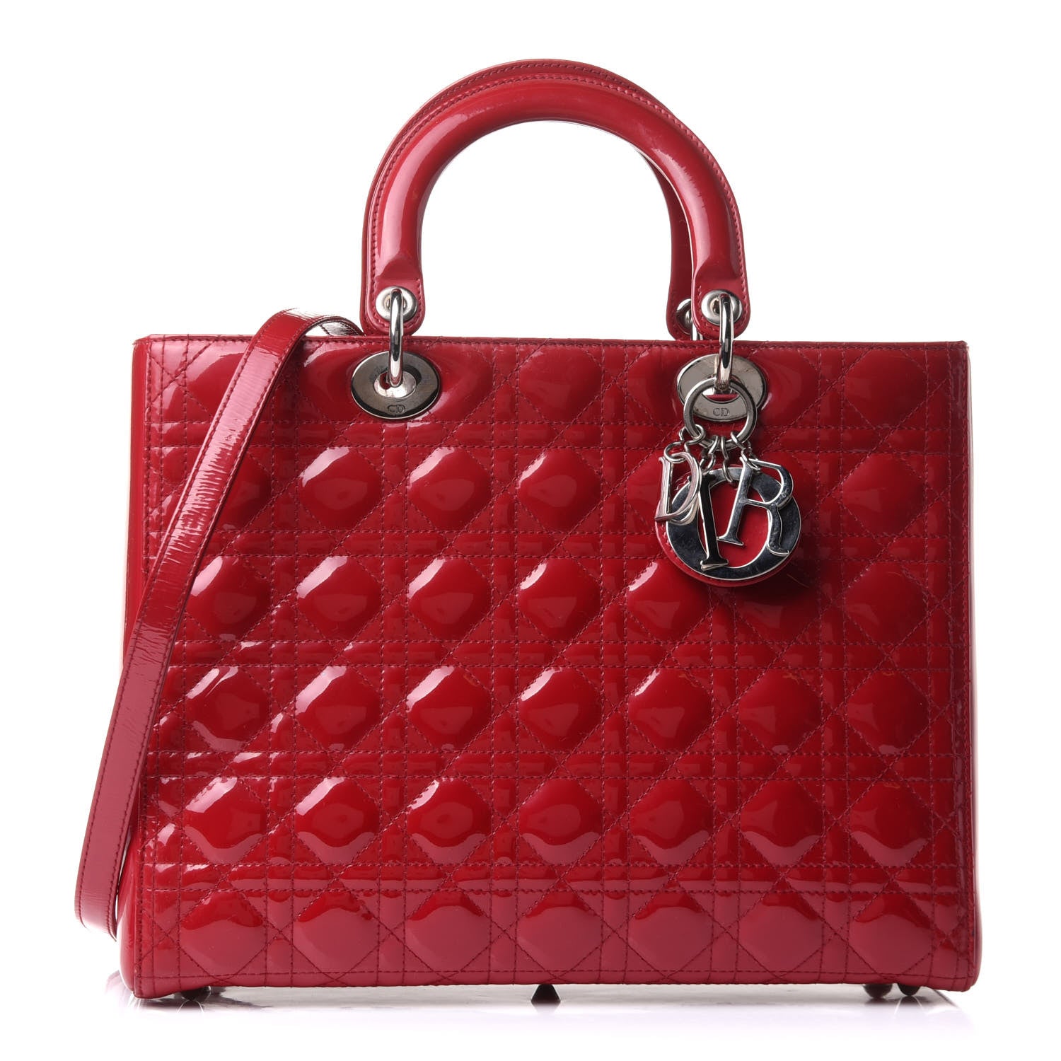 Christian Dior Patent Cannage Large Lady Dior Red 1 of 12