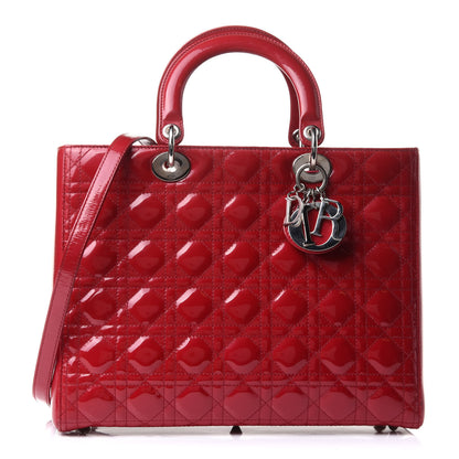 Christian Dior Patent Cannage Large Lady Dior Red 1 of 12