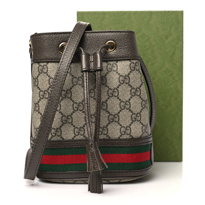 Gucci GG Supreme Monogram Web Mini Ophidia Bucket Bag Brown 11 of 11