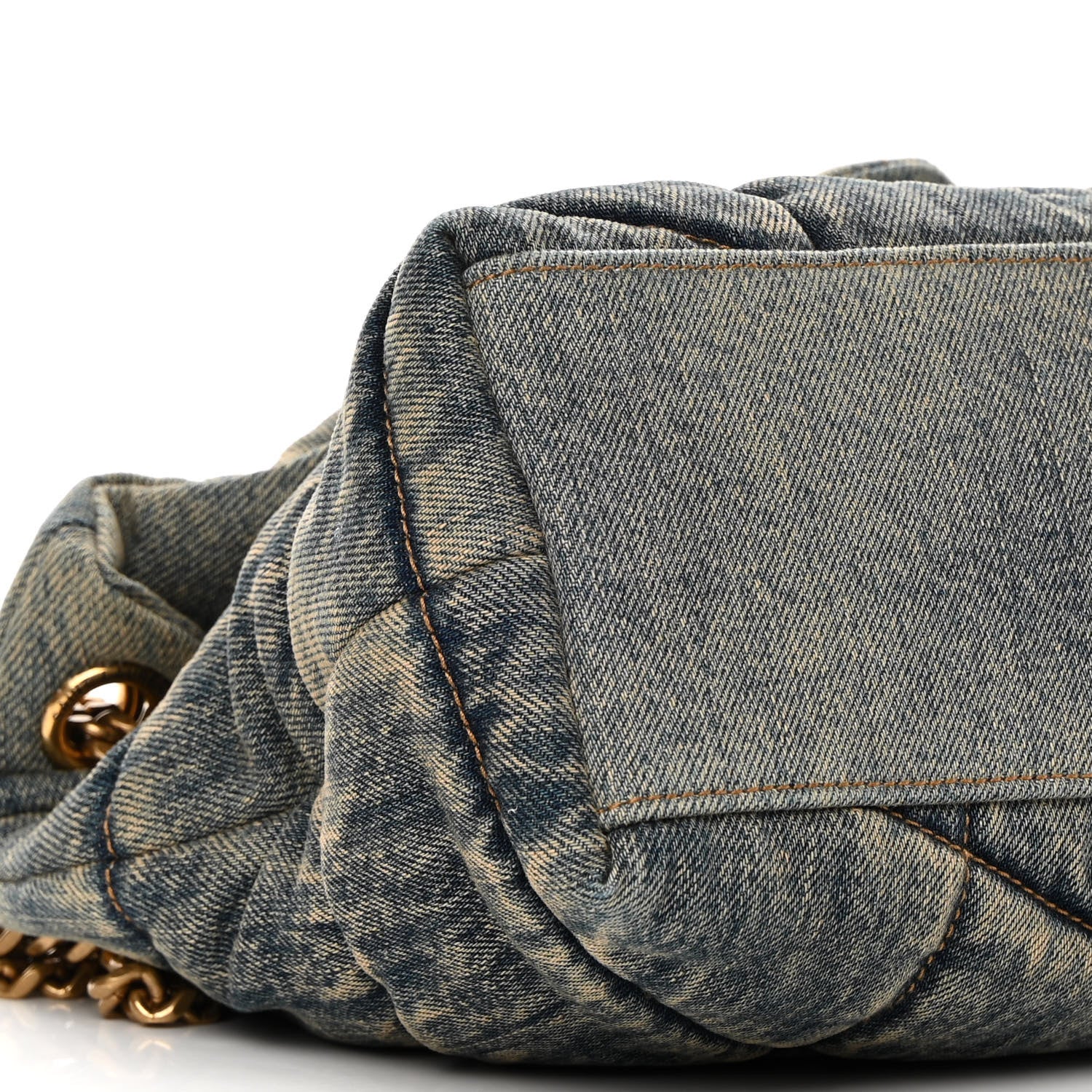 Saint Laurent Denim Quilted Loulou Puffer Monogram Chain Satchel Rodeo Blue 9 of 10