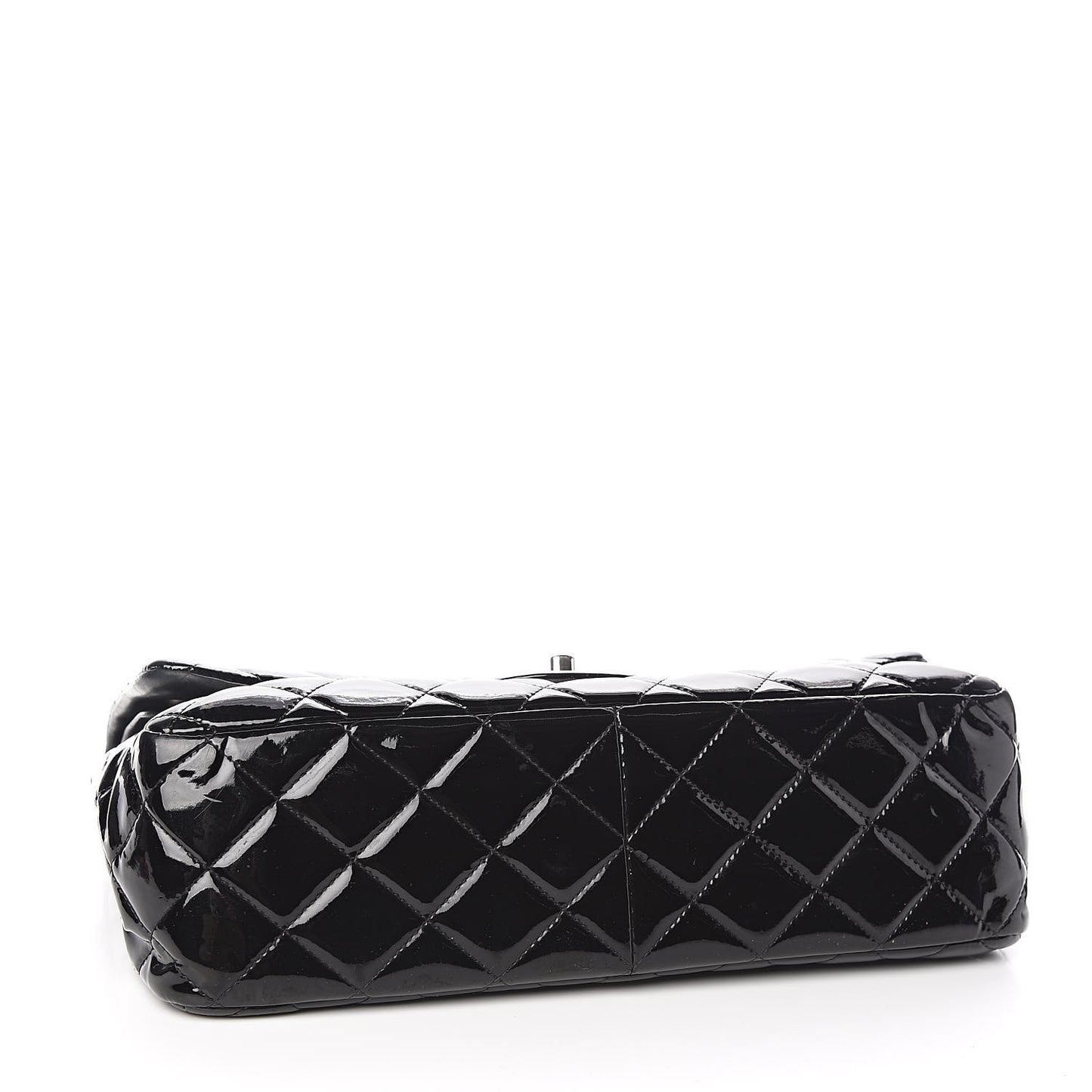Patent Quilted Jumbo Double Flap Black