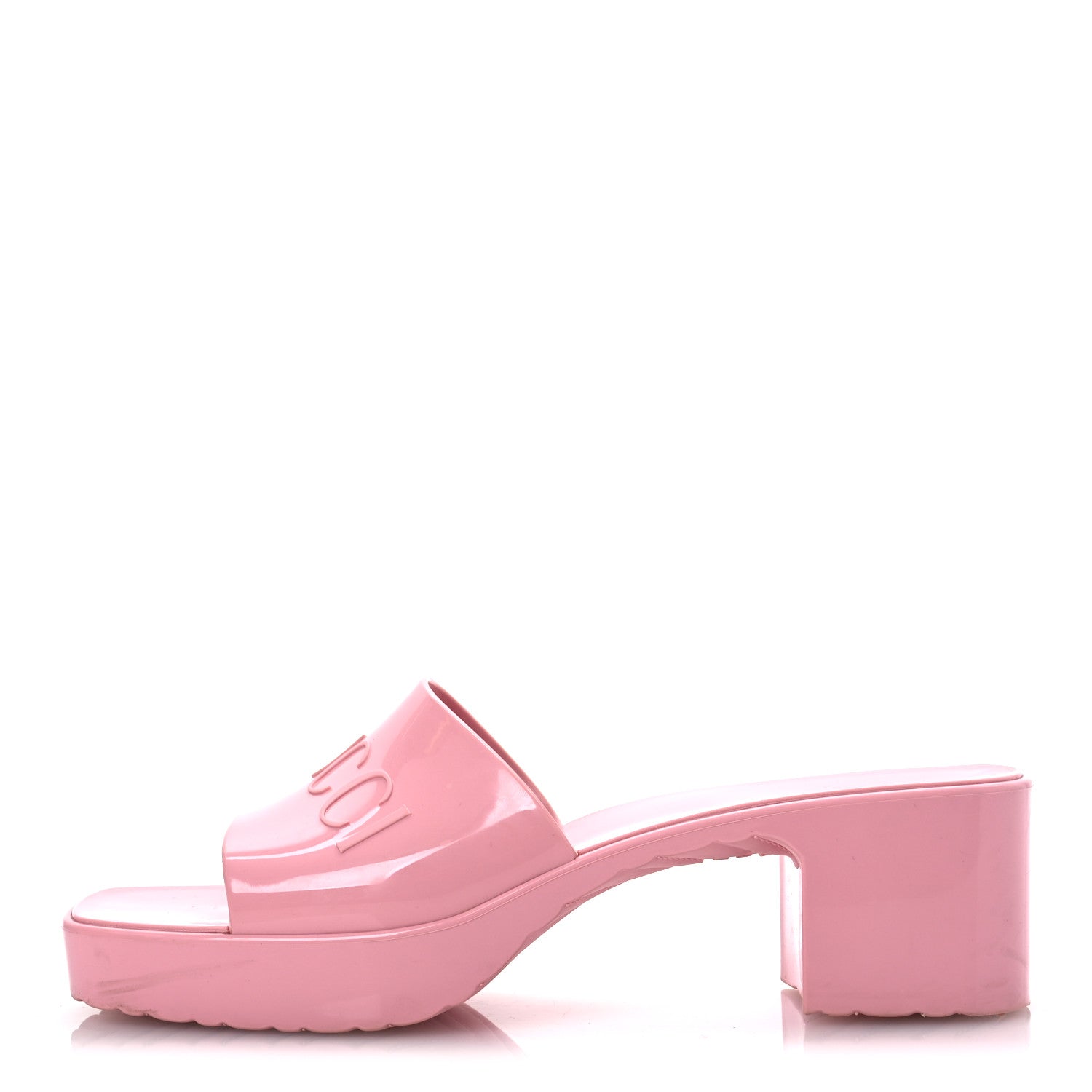 Gucci Rubber Gucci Logo Womens Platform 20/60mm Slide Sandals 38 Wild Rose 1 of 15