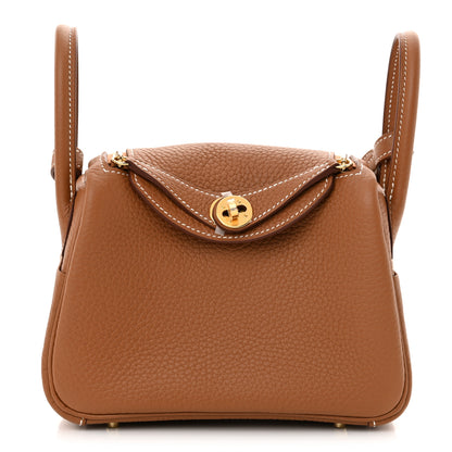 Hermes Taurillon Clemence Mini Lindy 20 Gold 1 of 11