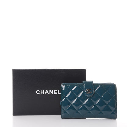 Chanel Patent Quilted Zip Pocket Wallet Blue 9 of 9