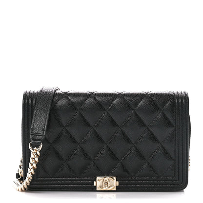 Chanel Caviar Quilted Boy Wallet On Chain WOC Black 1 of 11
