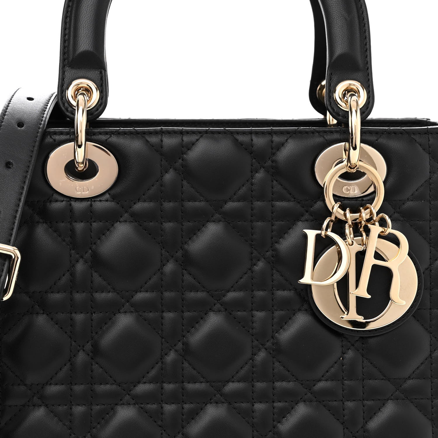 Christian Dior Lambskin Cannage Medium Lady Dior Black 7 of 9