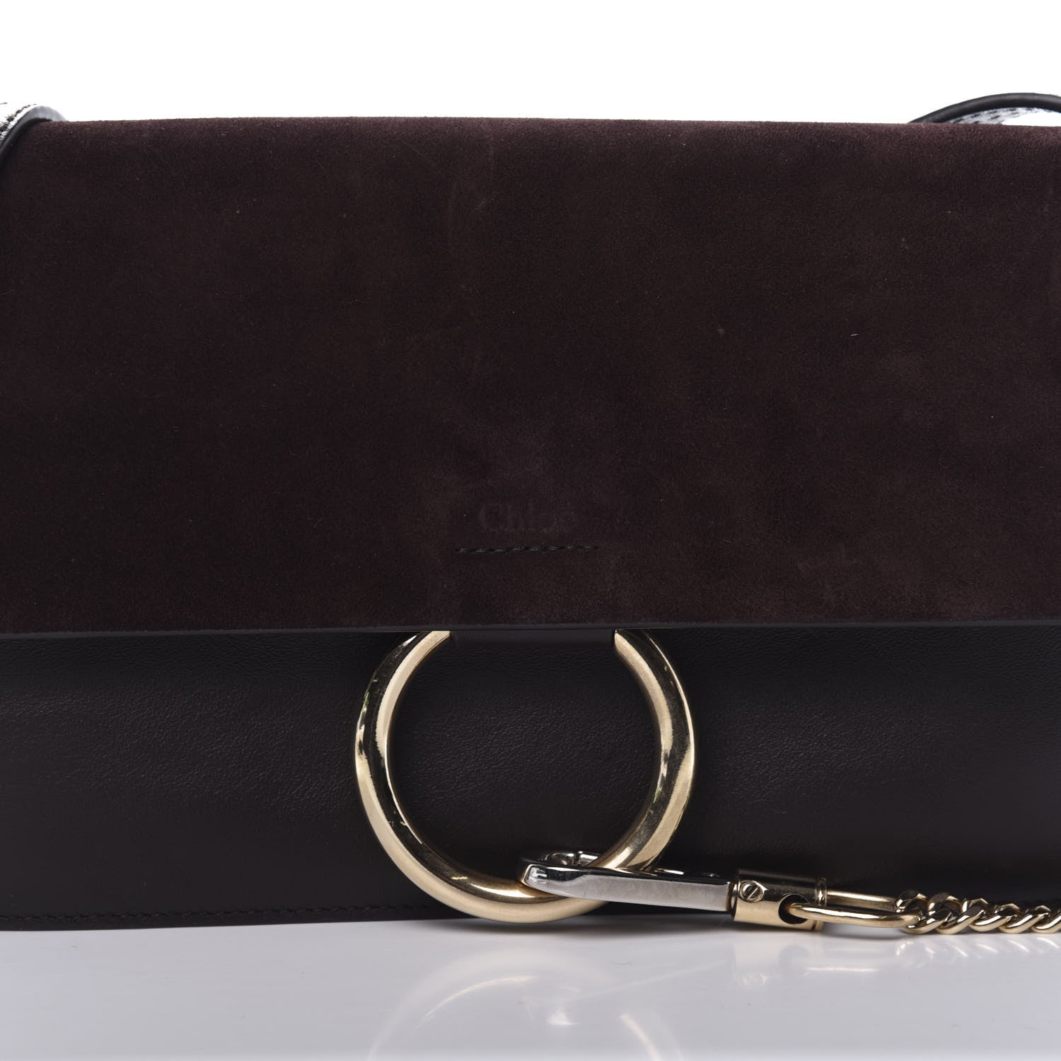 Chloe Suede Calfskin Small Faye Shoulder Bag Carbon Brown 7 of 7