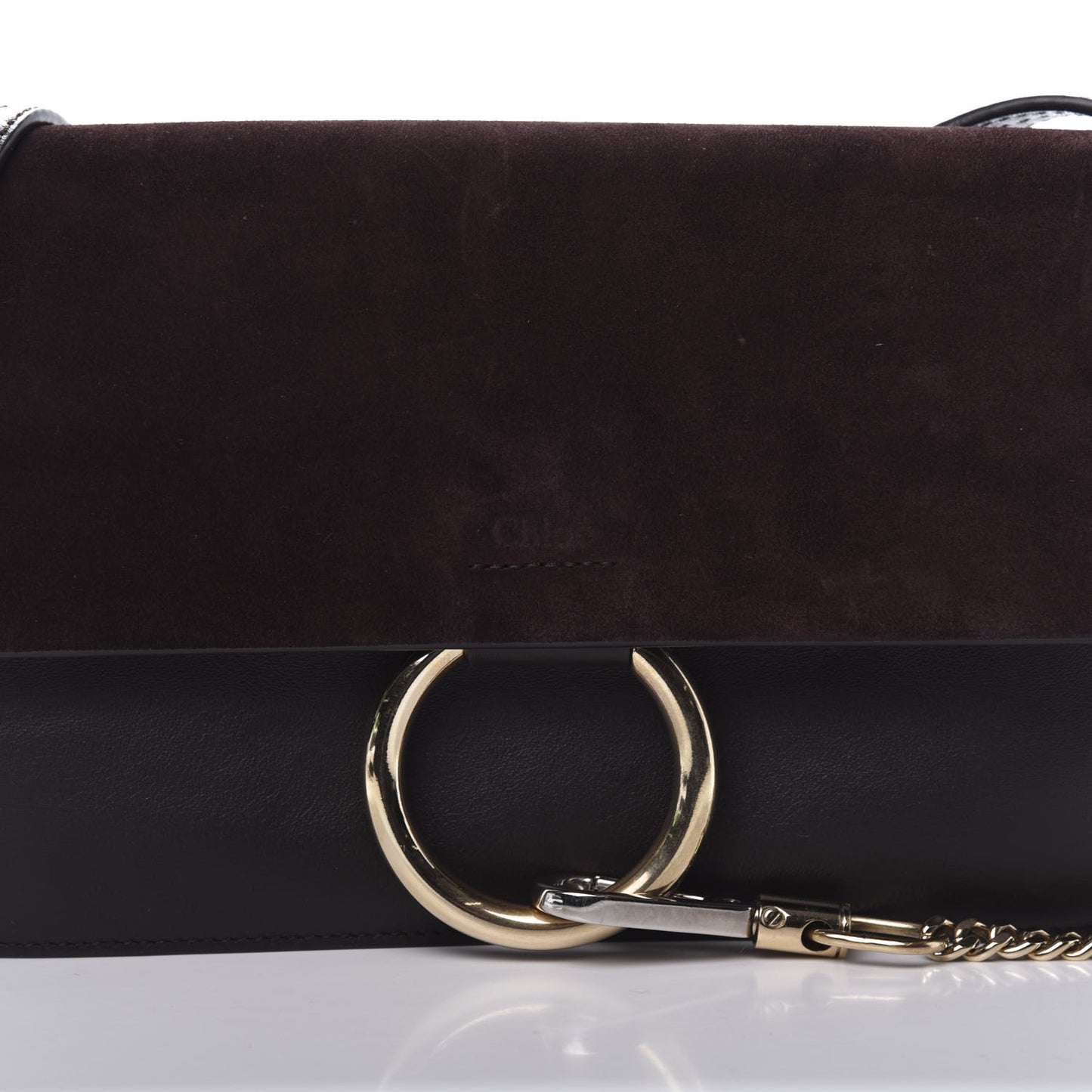 Suede Calfskin Small Faye Shoulder Bag Carbon Brown