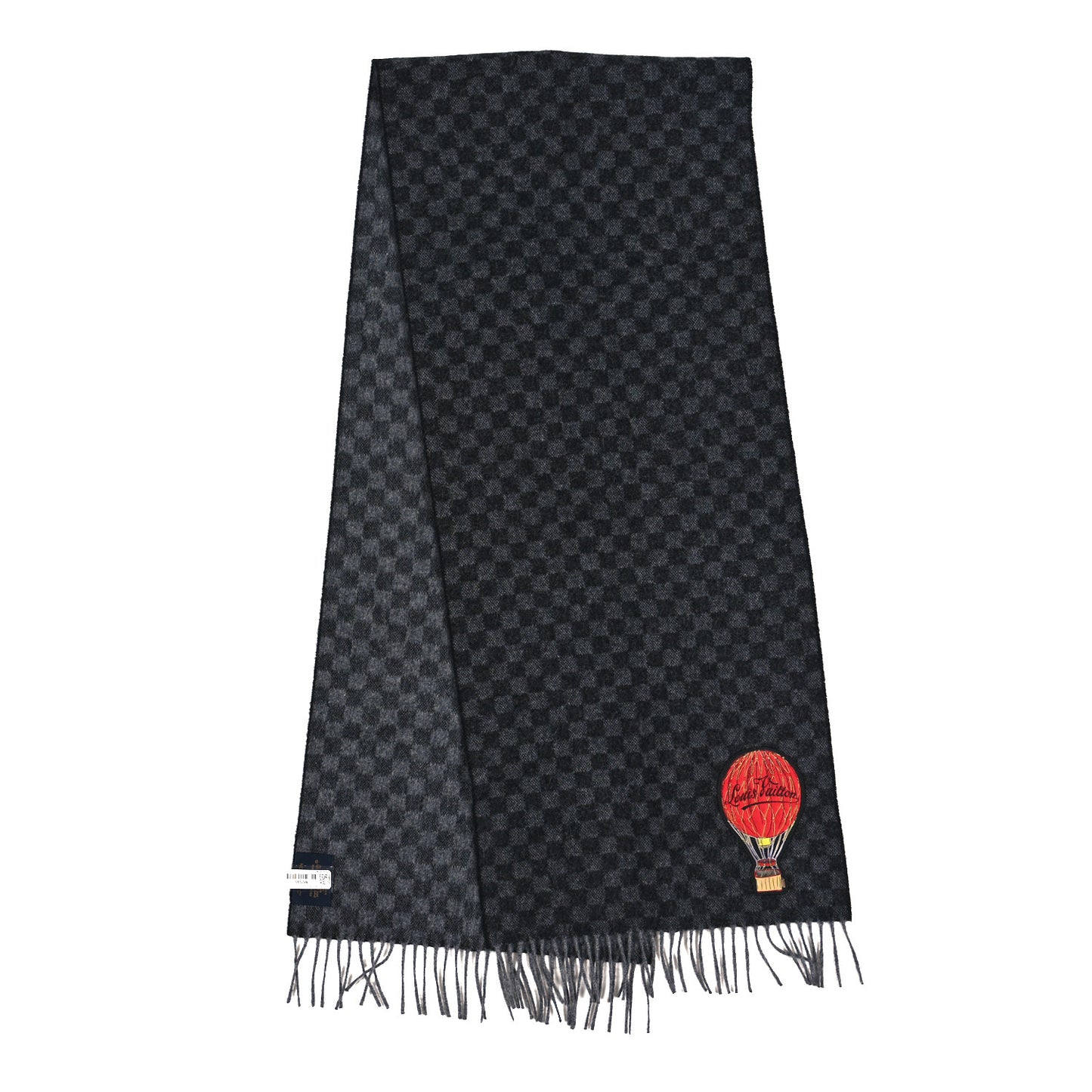 Wool Alpaca Damier Graphite Map Scarf Black