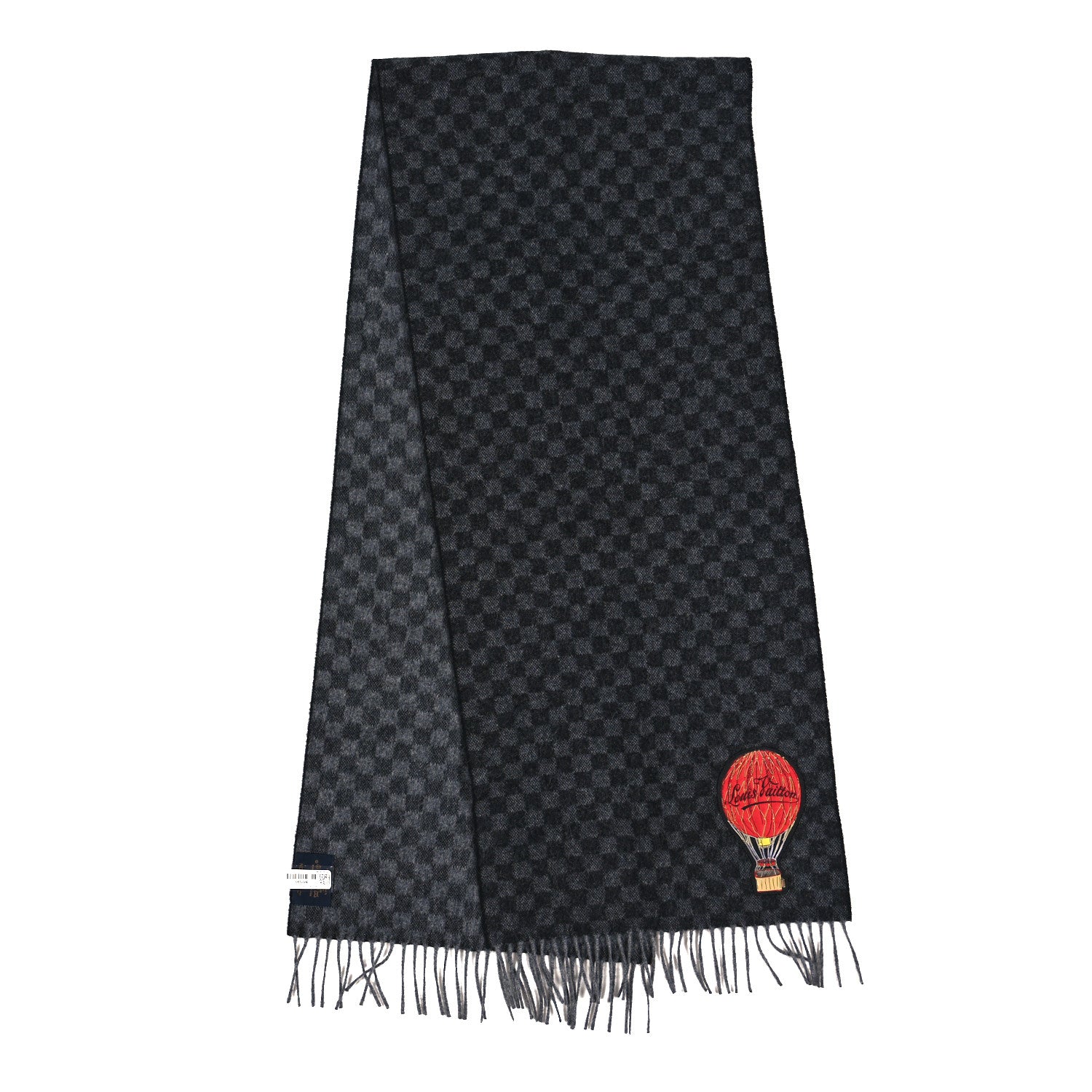 Louis Vuitton Wool Alpaca Damier Graphite Map Scarf Black 2 of 3