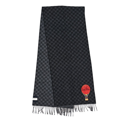Louis Vuitton Wool Alpaca Damier Graphite Map Scarf Black 2 of 3