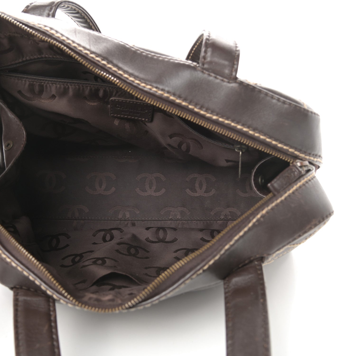 Chanel Calfskin Wild Stitch Top Handle Bag Brown 5 of 17
