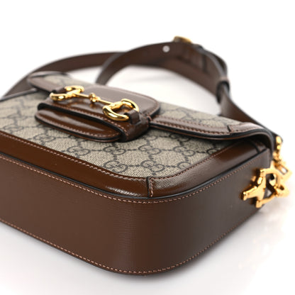 Gucci GG Supreme Monogram Web Mini Horsebit 1955 Shoulder Bag Beige Brown Sugar 9 of 9