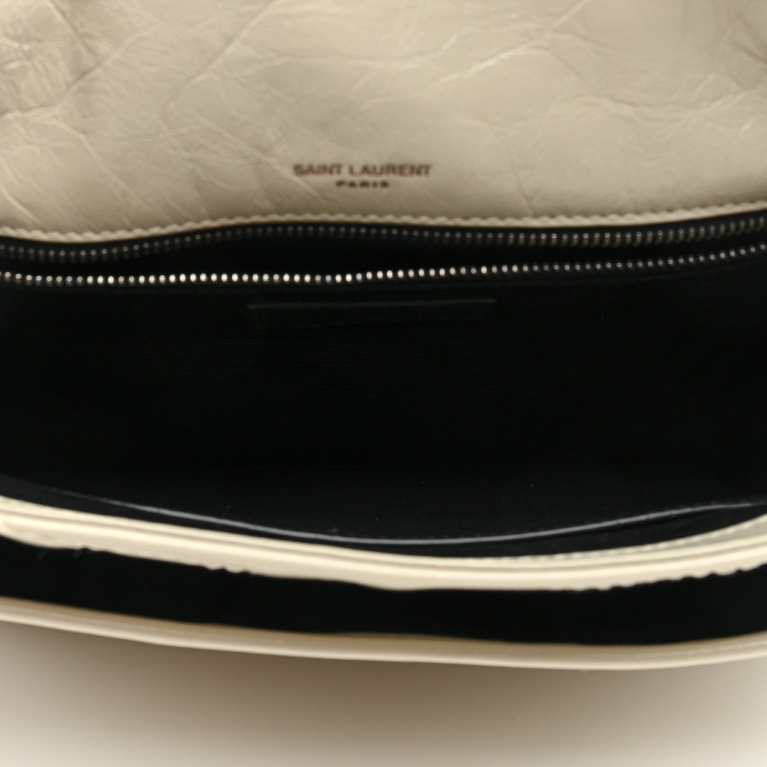 Saint Laurent Crinkled Calfskin Matelasse Monogram Medium Niki Chain Satchel Blanc Vintage 4 of 7