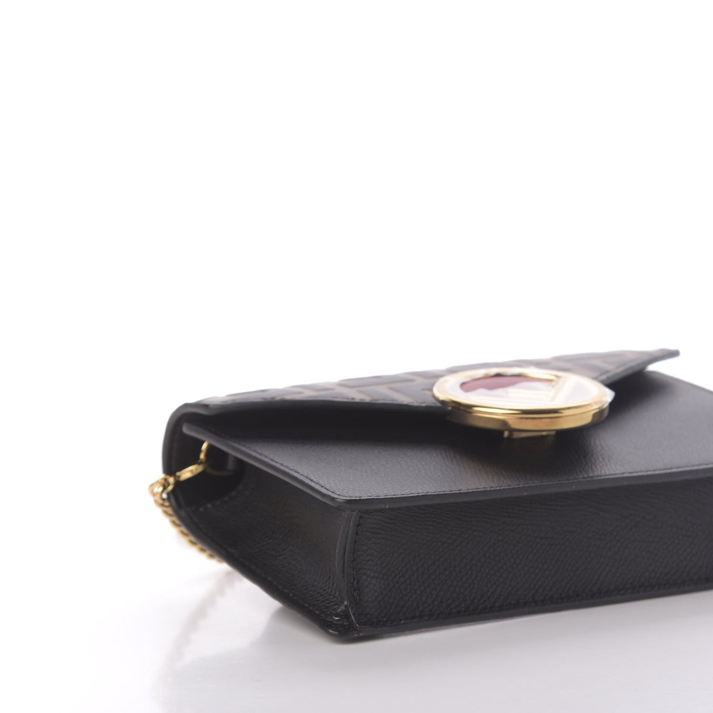 Vitello Cruise F is Fendi Bi-Color FF 1974 Embossed Envelope Belt Bag Maya Black