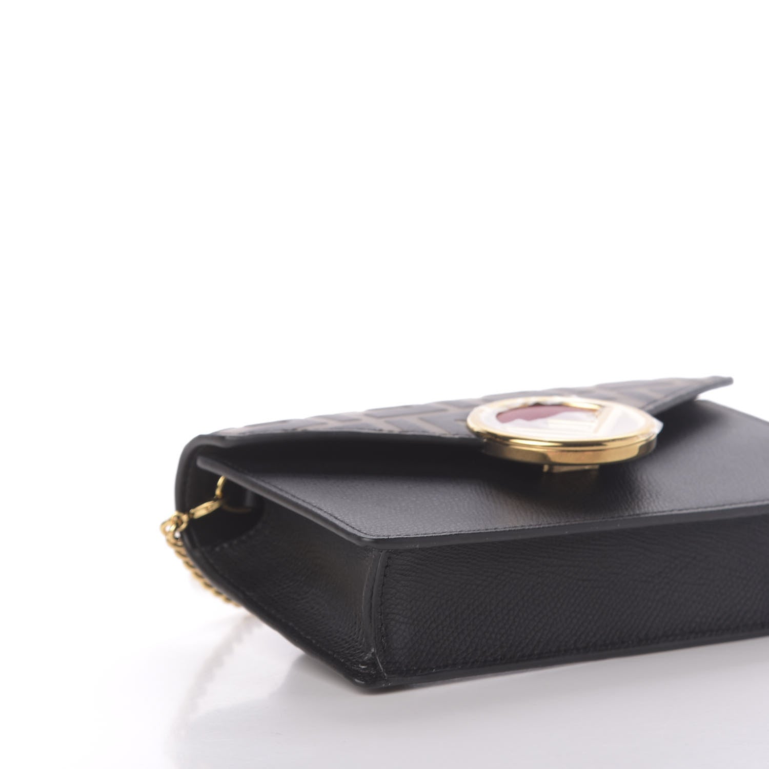 Fendi Vitello Cruise F is Fendi Bi-Color FF 1974 Embossed Envelope Belt Bag Maya Black 10 of 14