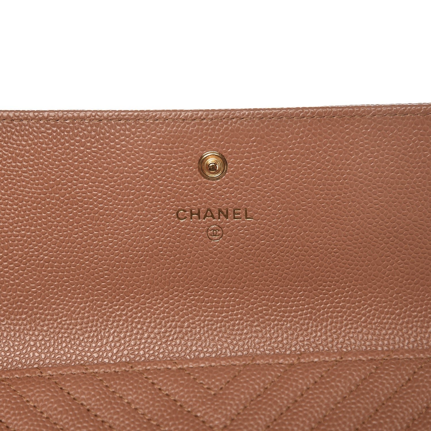 Chanel Caviar Chevron Quilted Boy Flap Wallet Dark Beige 6 of 9
