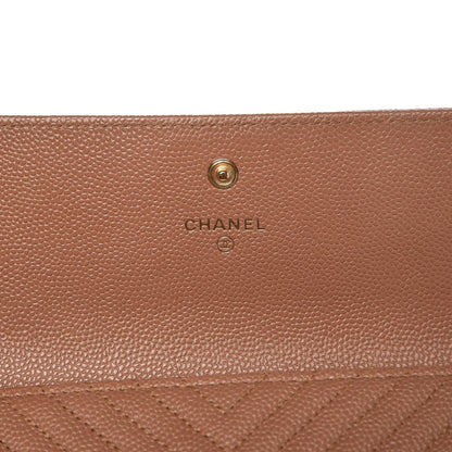 Chanel Caviar Chevron Quilted Boy Flap Wallet Dark Beige 6 of 9