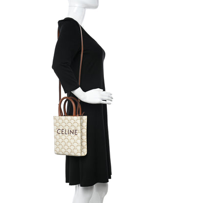 Celine Triomphe Canvas Calfskin Mini Vertical Cabas White 2 of 10