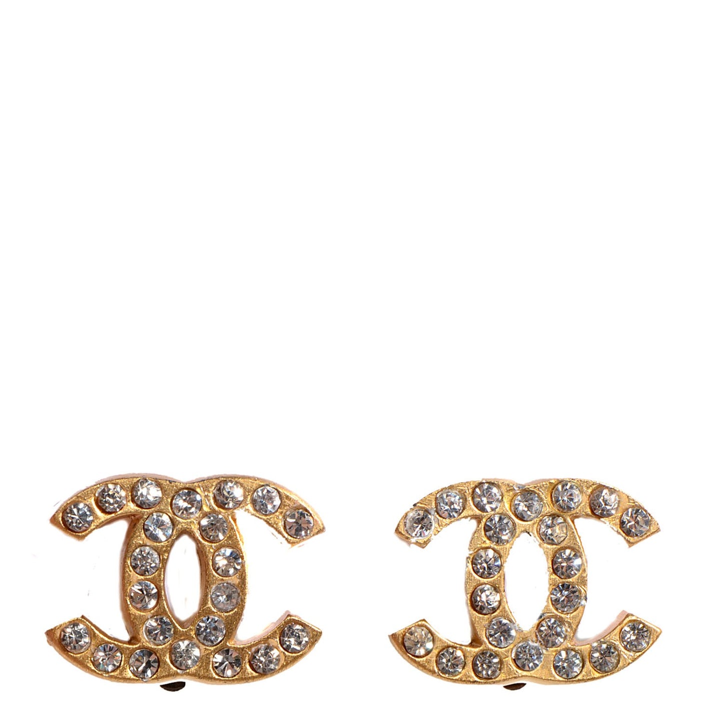 Crystal CC Clip On Earrings Gold