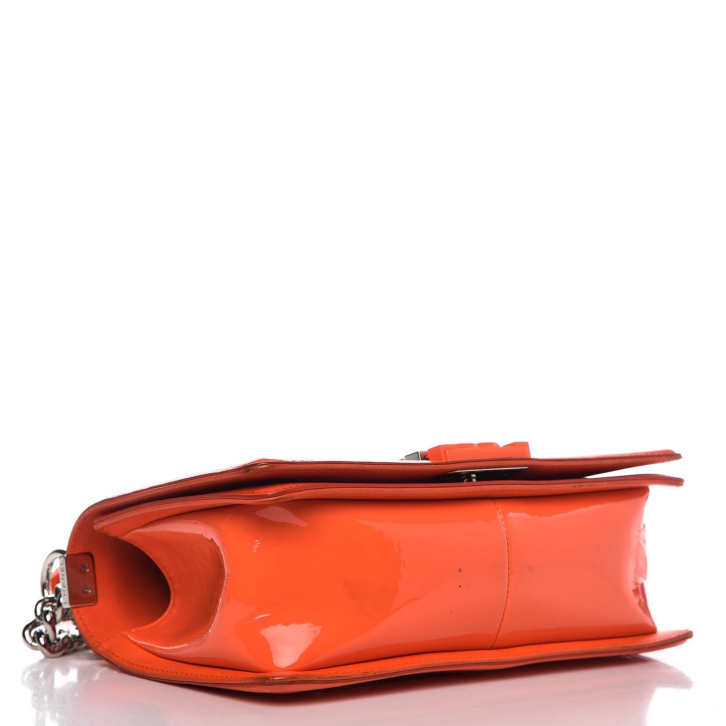 Patent Quilted Medium Plexiglass Boy Flap Orange