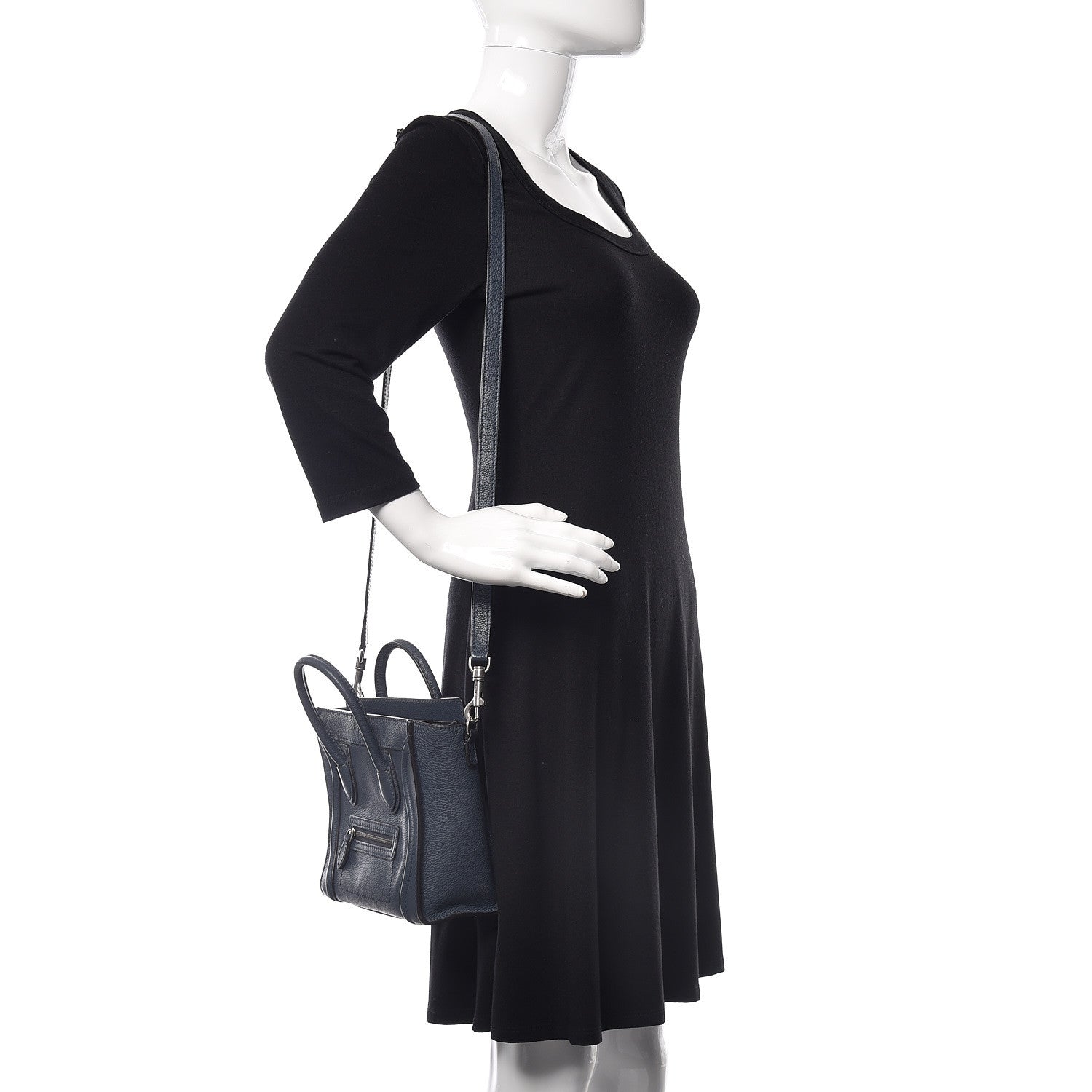 Celine Drummed Calfskin Nano Luggage Orage 2 of 9