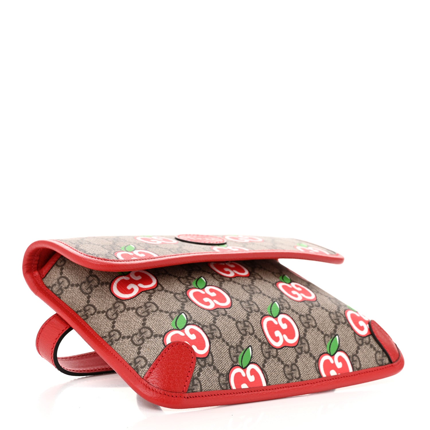 Gucci GG Supreme Monogram Apple Interlocking G Belt Bag Beige Multicolor Lobster Red 4 of 11