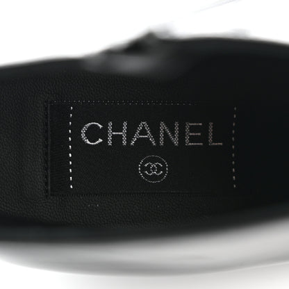 Chanel Patent Knit Wedge Ankle Boots 38.5 Black White 6 of 8