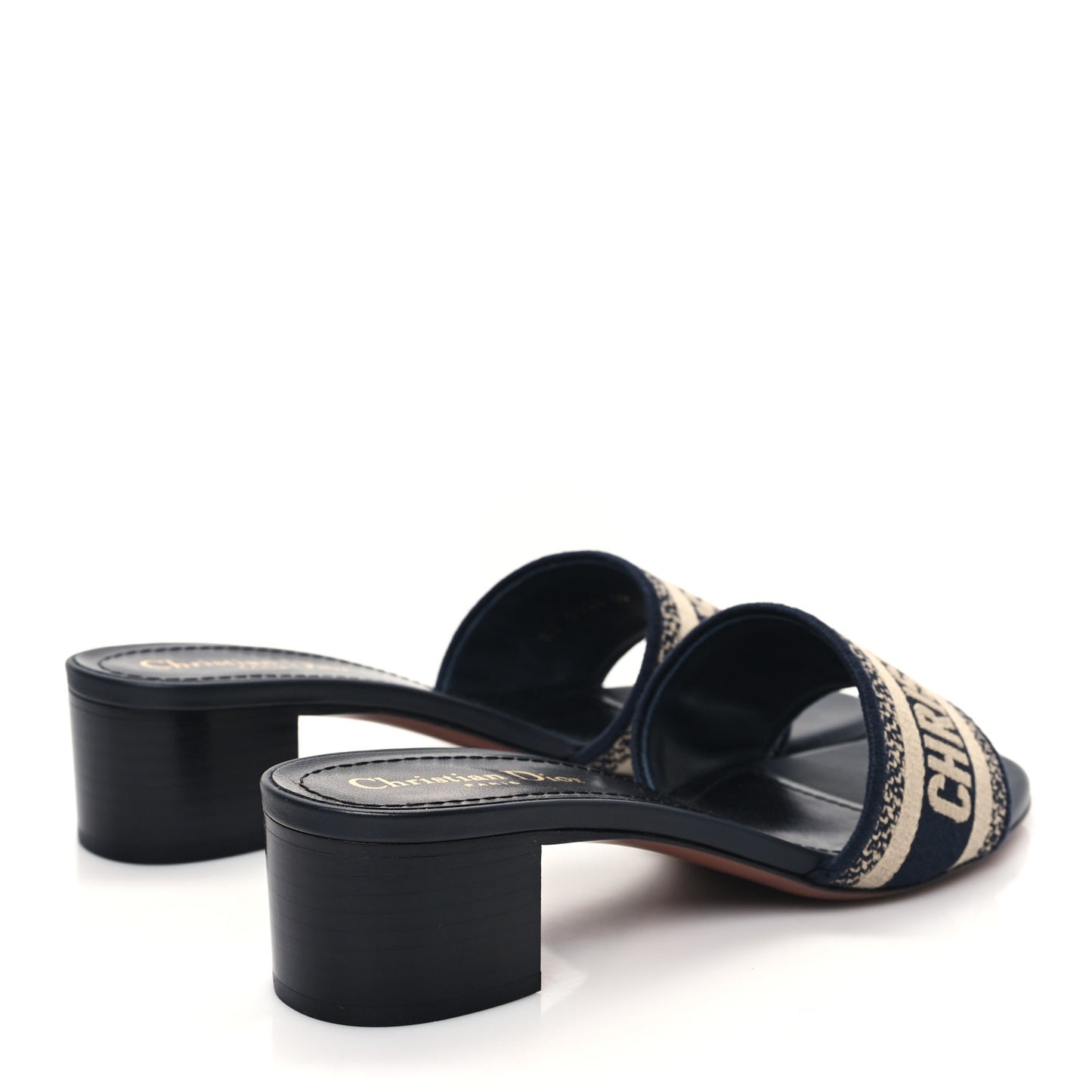 Cotton Embroidered Dway 40mm Slide Sandals 39 Deep Blue