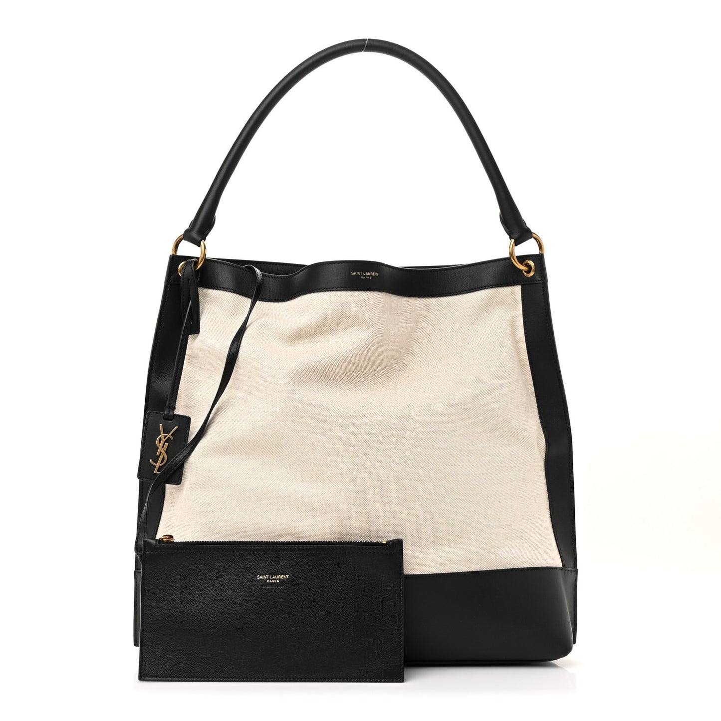 Canvas Calfskin Tag Hobo White Black