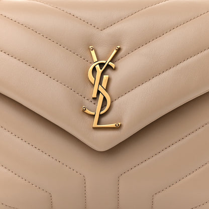 Saint Laurent Calfskin Y Quilted Monogram Small Loulou Chain Satchel Dark Beige 9 of 15