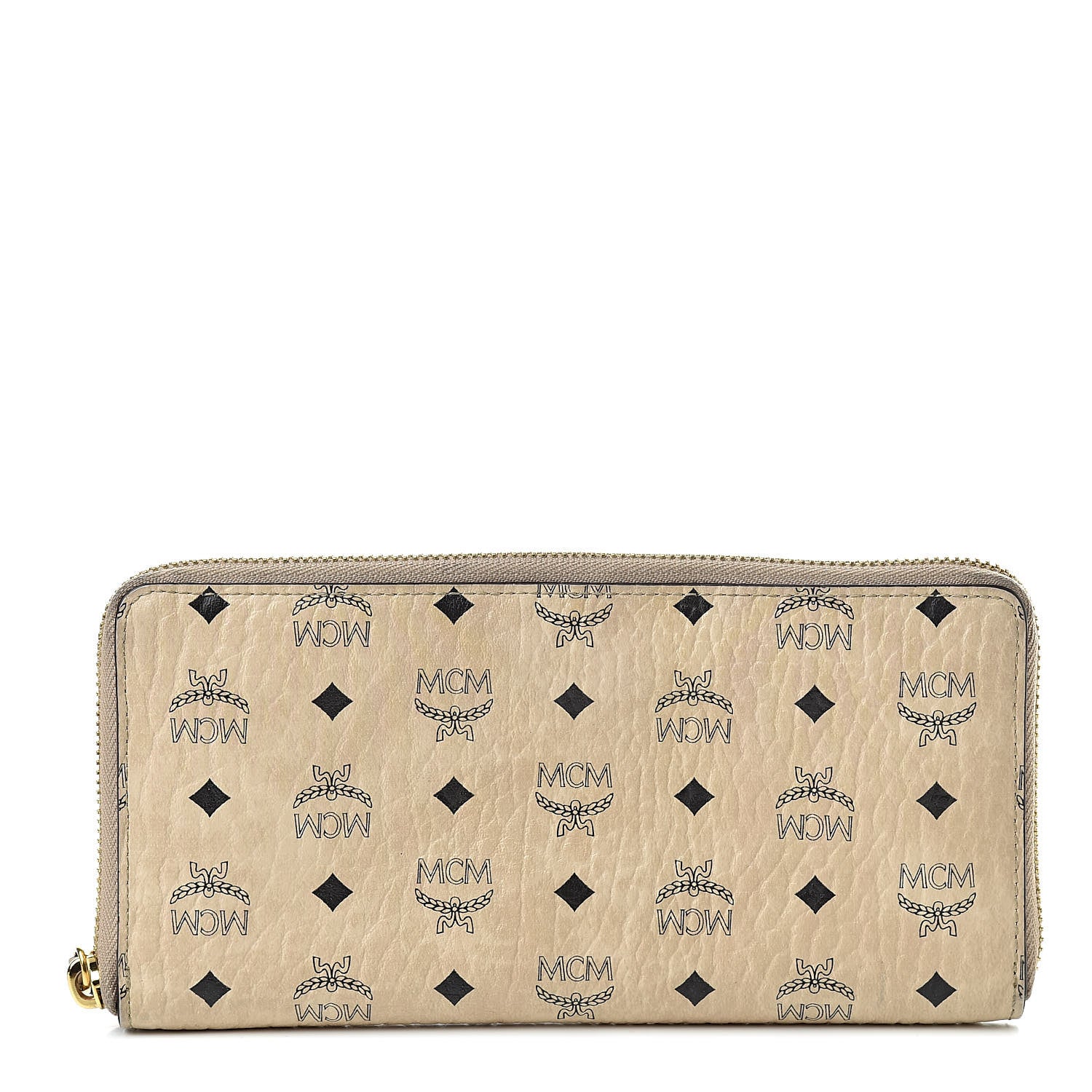 MCM Visetos Large Zip Around Wallet Beige 1 of 14