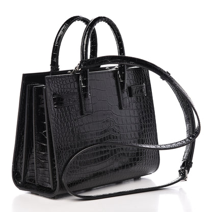 Saint Laurent Calfskin Crocodile Embossed Nano Sac De Jour Black 3 of 10