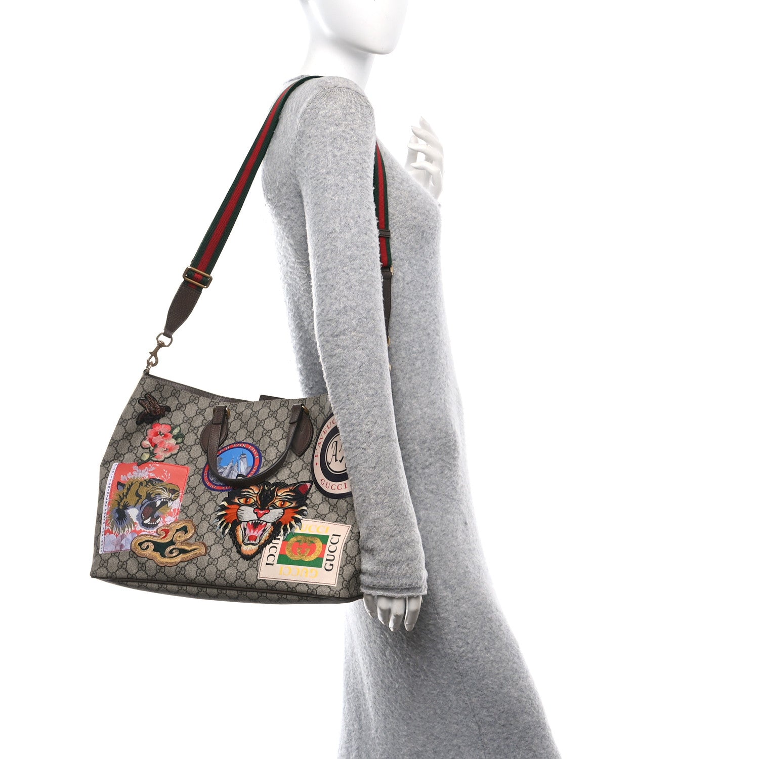 Gucci Soft GG Supreme Monogram Courrier Medium Crossbody Tote Beige New Acero 3 of 10