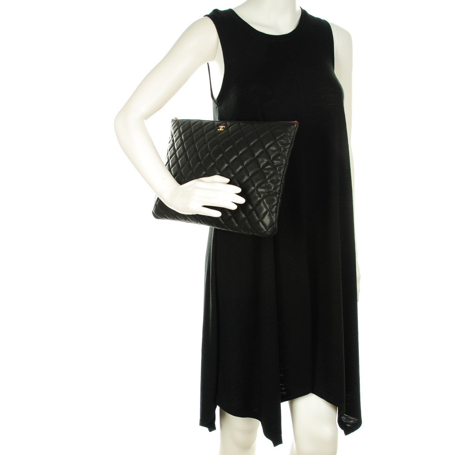 Chanel Caviar Quilted Large Cosmetic Case Black 2 of 7