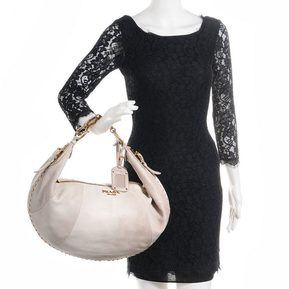 Prada Deerskin Tamponato Hobo White 2 of 11