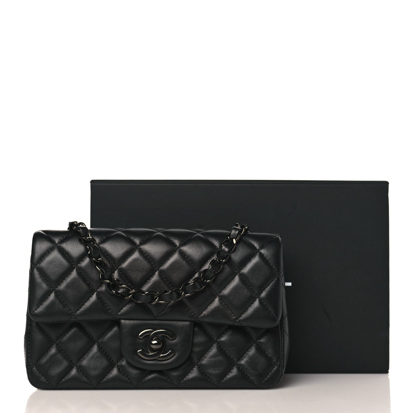 Lambskin Quilted Mini Rectangular Flap So Black