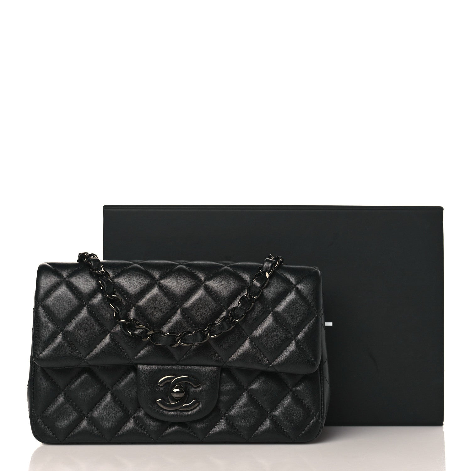 Chanel Lambskin Quilted Mini Rectangular Flap So Black 10 of 10
