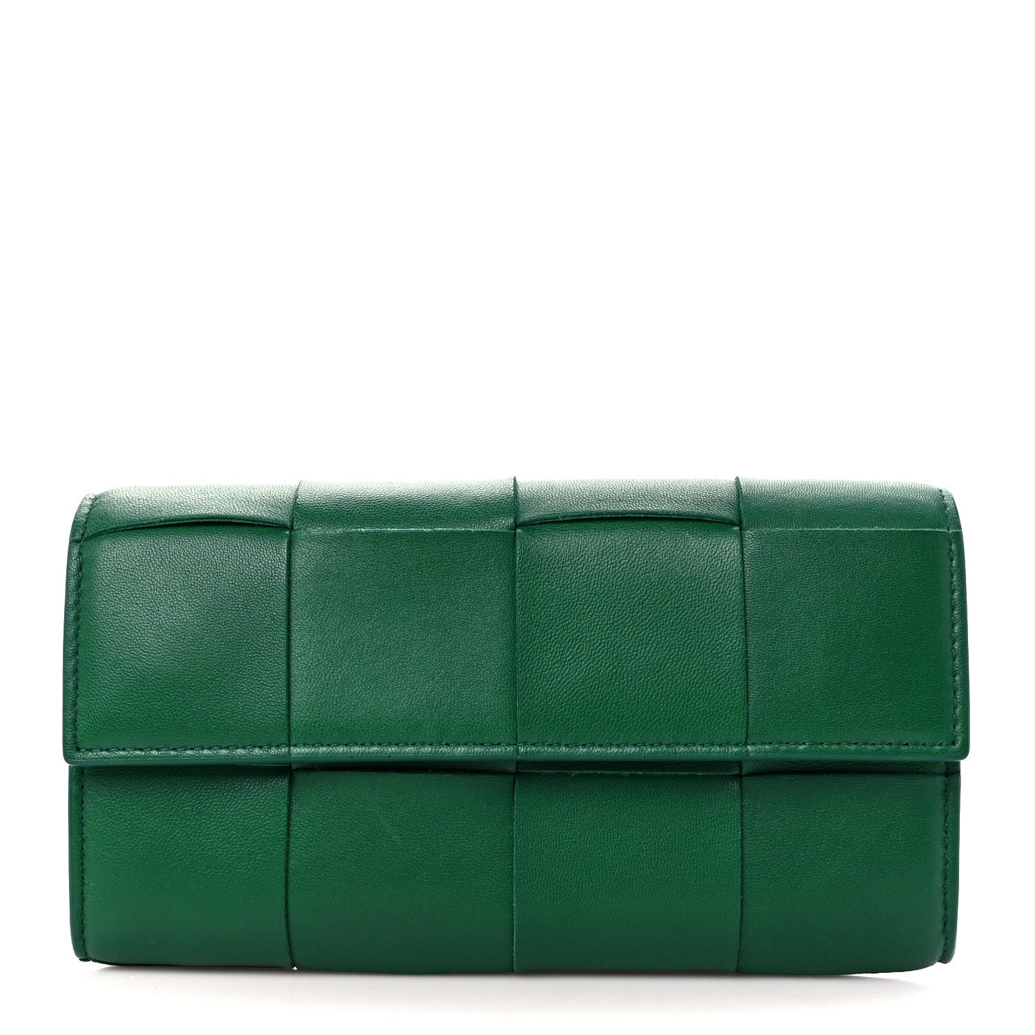 Bottega Veneta Lambskin Maxi Intreccio Cassette Flap Wallet Raintree 1 of 11