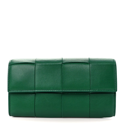 Bottega Veneta Lambskin Maxi Intreccio Cassette Flap Wallet Raintree 1 of 11