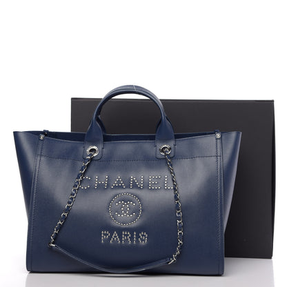 Chanel Caviar Large Studded Deauville Tote Navy 12 of 12