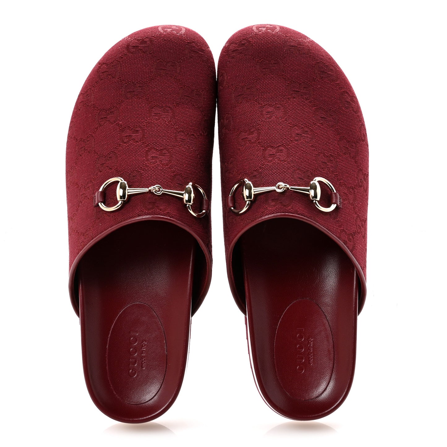 GG Supreme Monogram Womens Horsebit Slippers 40 Rosso Ancora