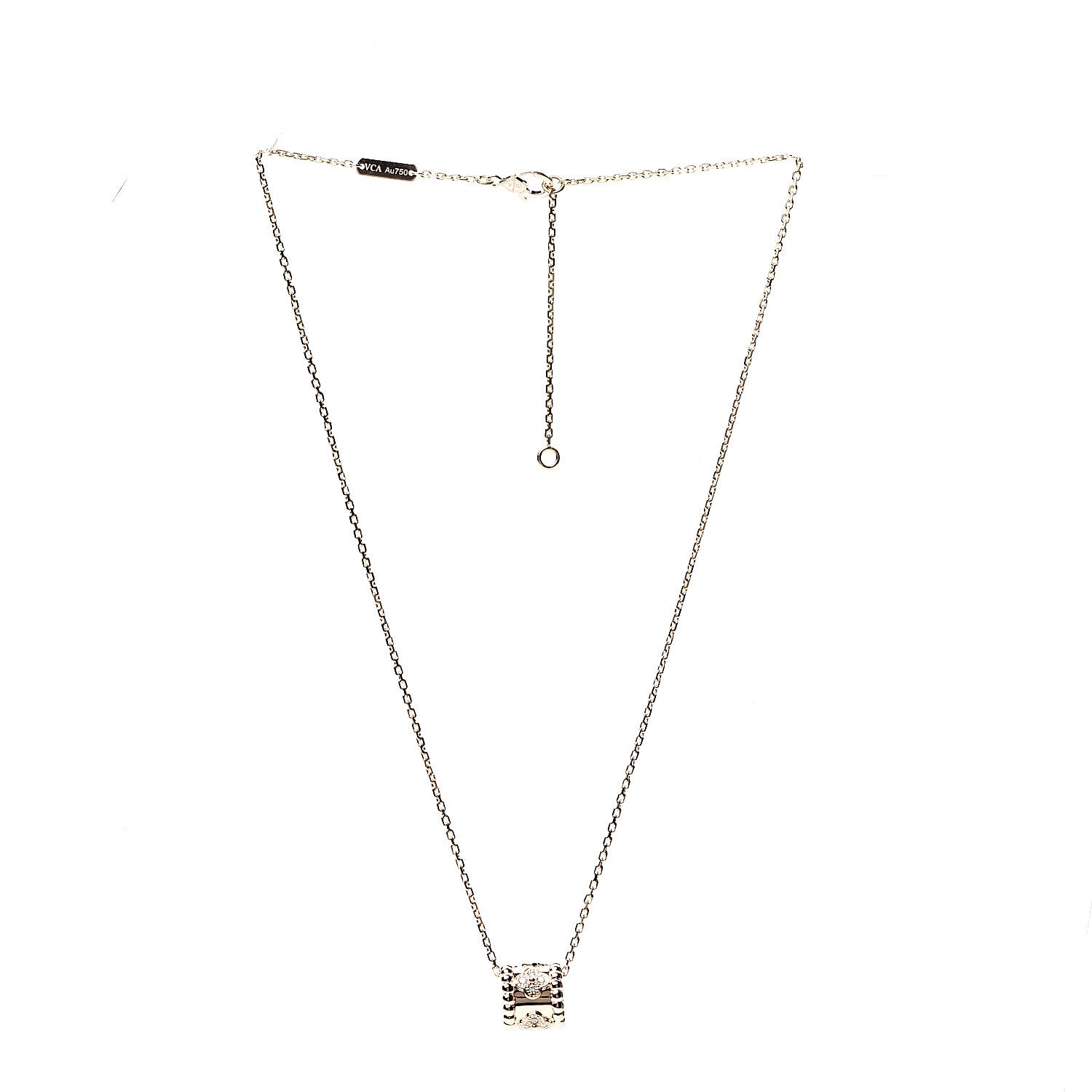 Van Cleef & Arpels 18K Rose Gold Diamond Small Perlee Clovers Pendant Necklace 2 of 6