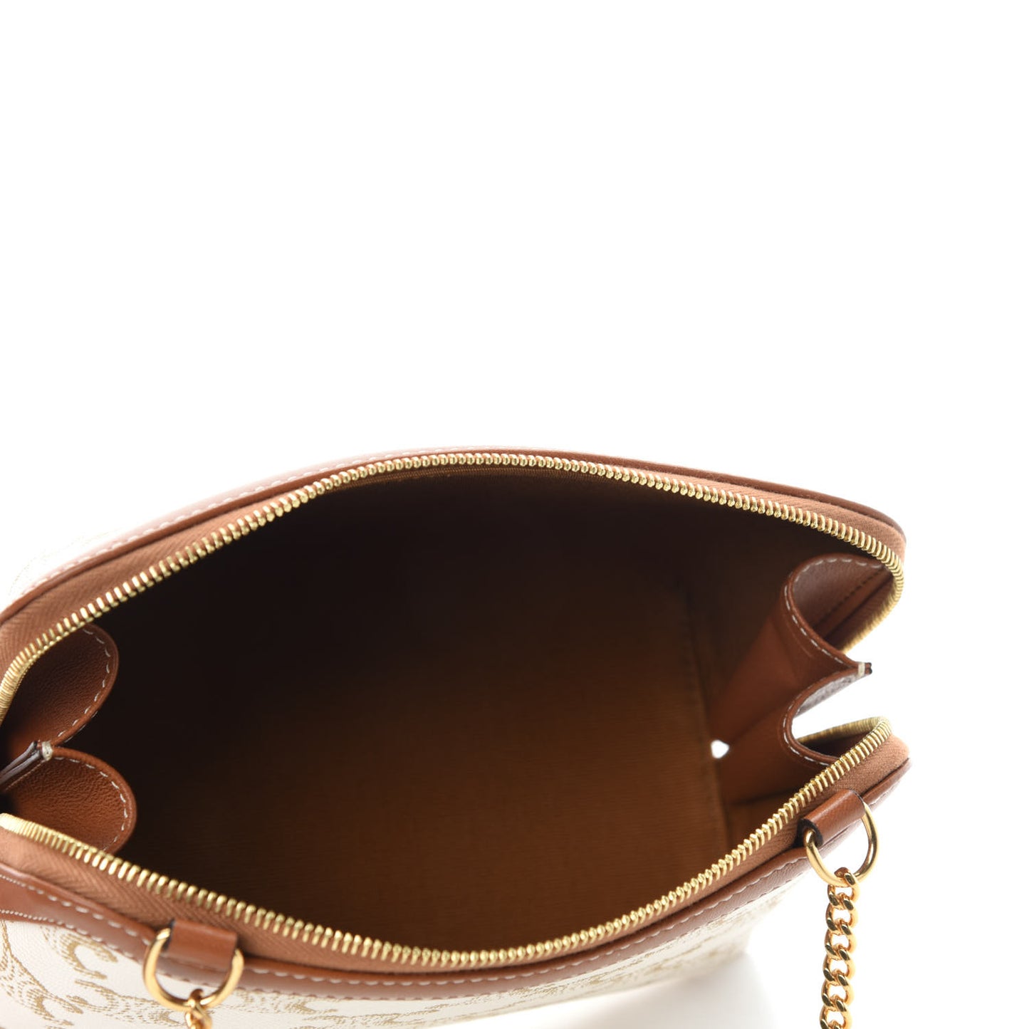 Lambskin Triomphe Canvas Clutch With Chain White Tan