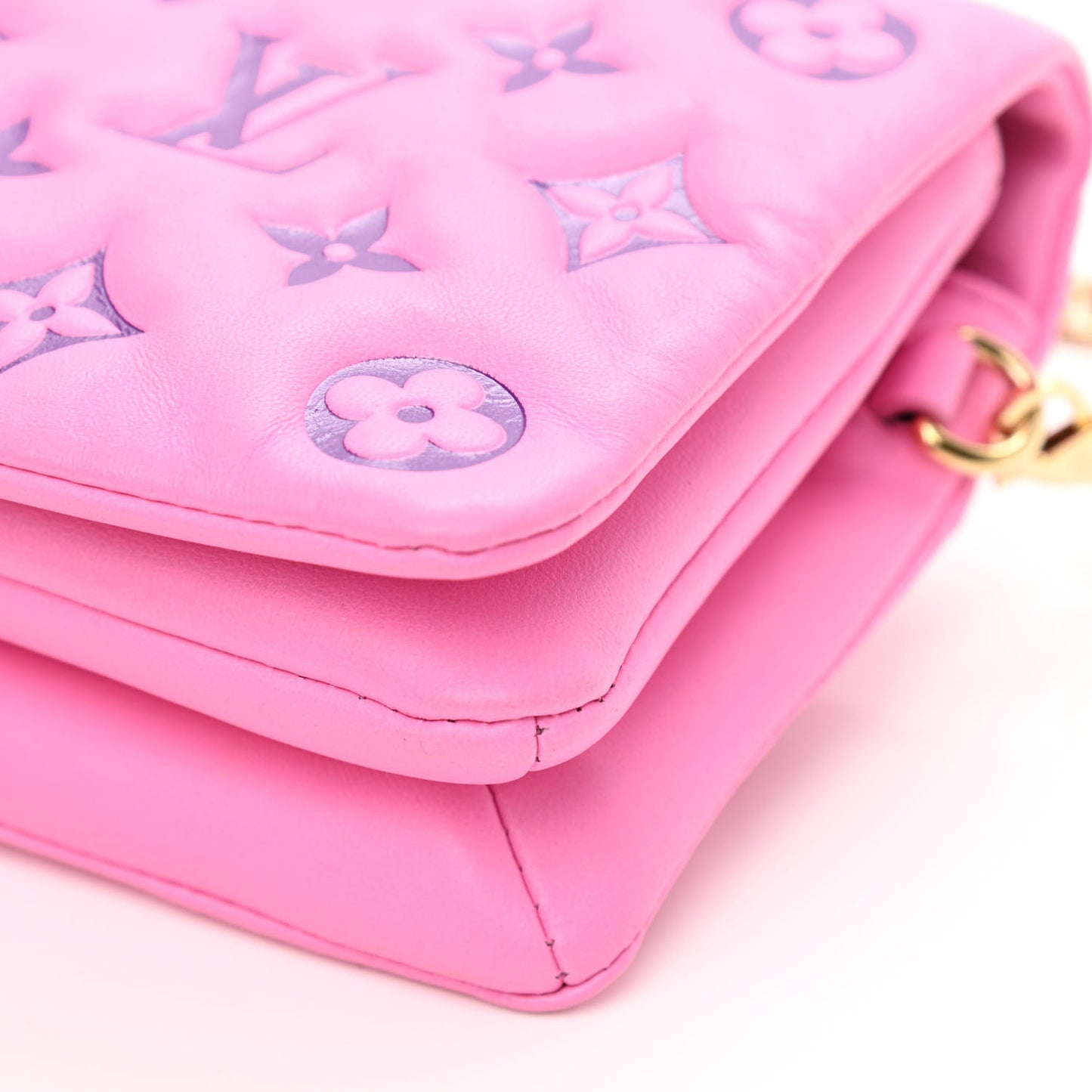Lambskin Embossed Monogram Vuittamins Pochette Coussin Rose Violet