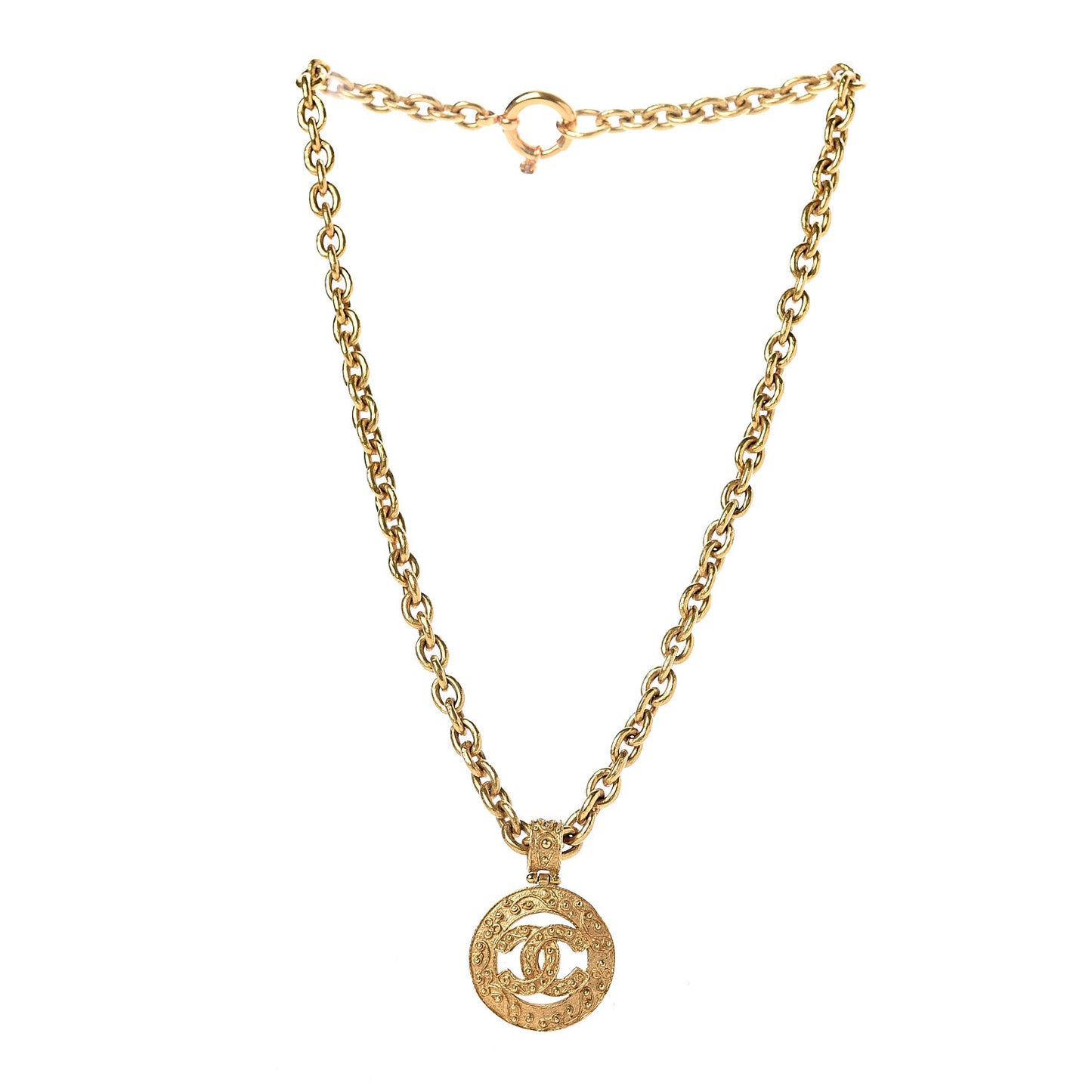 CC Pendant Chain Necklace Gold