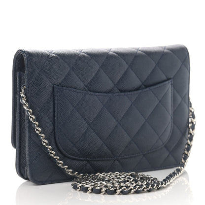 Chanel Caviar Quilted Wallet On Chain WOC Navy Blue 3 of 13