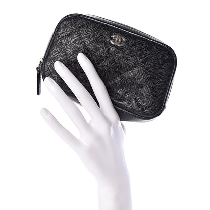 Chanel Caviar Quilted Small Curvy Pouch Cosmetic Case Black 2 of 8